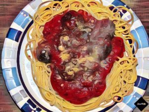 Meatballs With A Slide Of Spaghetti